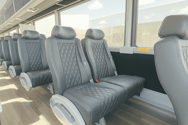 interior of Fontana Shuttle Bus Rentals charter bus